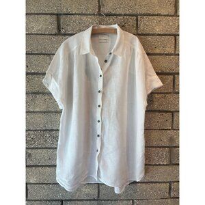 J.Crew White Relaxed Linen Button-Up Shirt  XLT